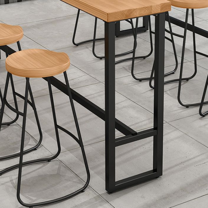 1/5 pièces Industrial Iron Bar Table Set Rectangle Pine Wood Top Bistro Set avec reproche