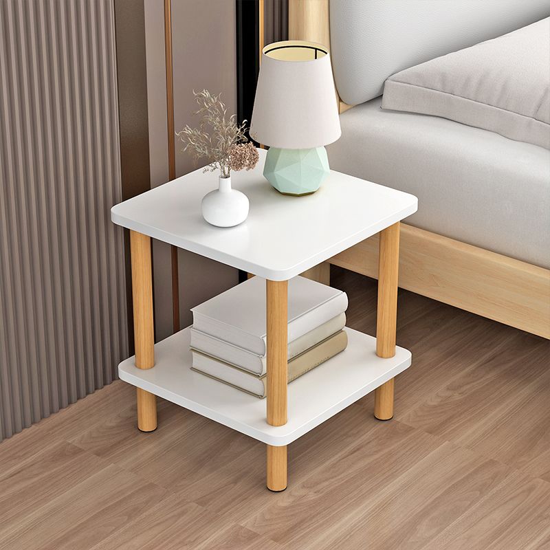 Contemporary Wooden Living Room Side Table 2-Tier with Storage