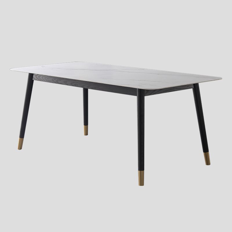 Industrial Style White Sintered Stone Dining Table 4 Legs Base Rectangle Table for Home Clearhalo ' dining_table' 'Dining Tables & Seating' 'Dining Tables' 'furn' 'furn_dining_table' 'Furniture' 'furniture_dining_table' 'Kitchen & Dining Furniture' 'kitchen&dining_furn' 'kitchen' 'kitchen_dining_table' 1200x1200_812b760c-7c7c-4471-9616-4870929f3aa4