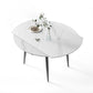 Modern Style Sintered Stone Dining Table 51.18'' Round Drop-Leaf Table with 4 Legs Clearhalo ' dining_table' 'Dining Tables & Seating' 'Dining Tables' 'furn' 'furn_dining_table' 'Furniture' 'furniture_dining_table' 'Kitchen & Dining Furniture' 'kitchen&dining_furn' 'kitchen' 'kitchen_dining_table' 1200x1200_812bec5c-02b1-4b9e-b178-72c834ddff07