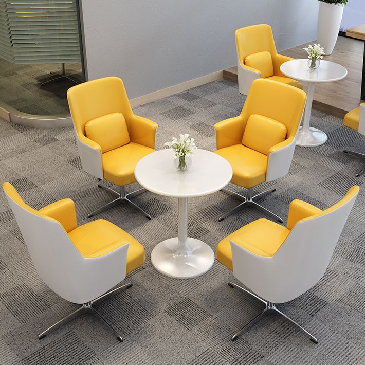 フェイクレザータスクチェアモダンな調整可能なスイベルオフィスチェア固定腕