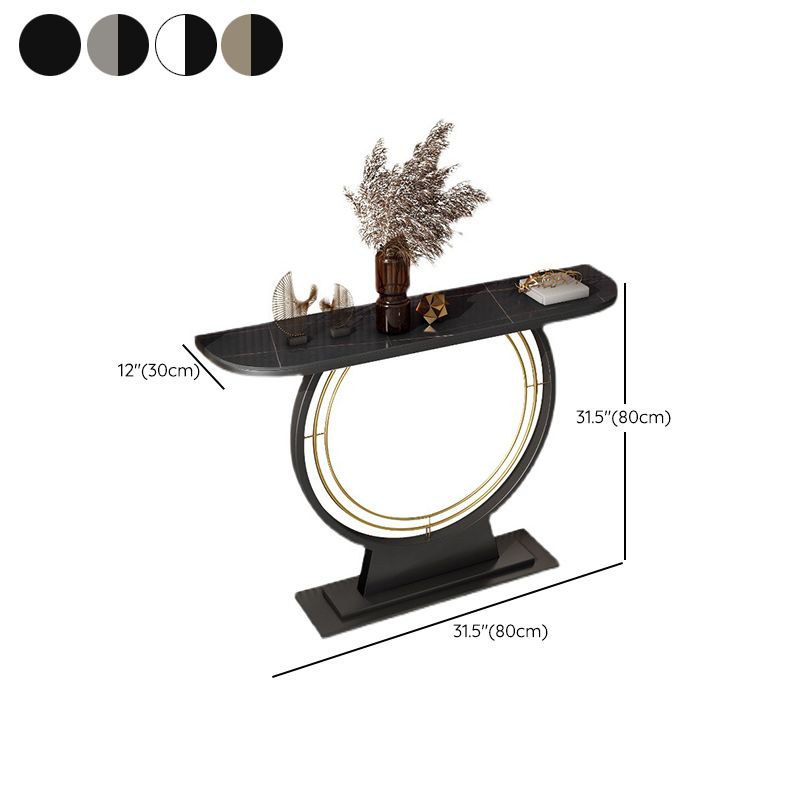11" Wide Stone Console Table Contemporary Half Moon Sofa Table