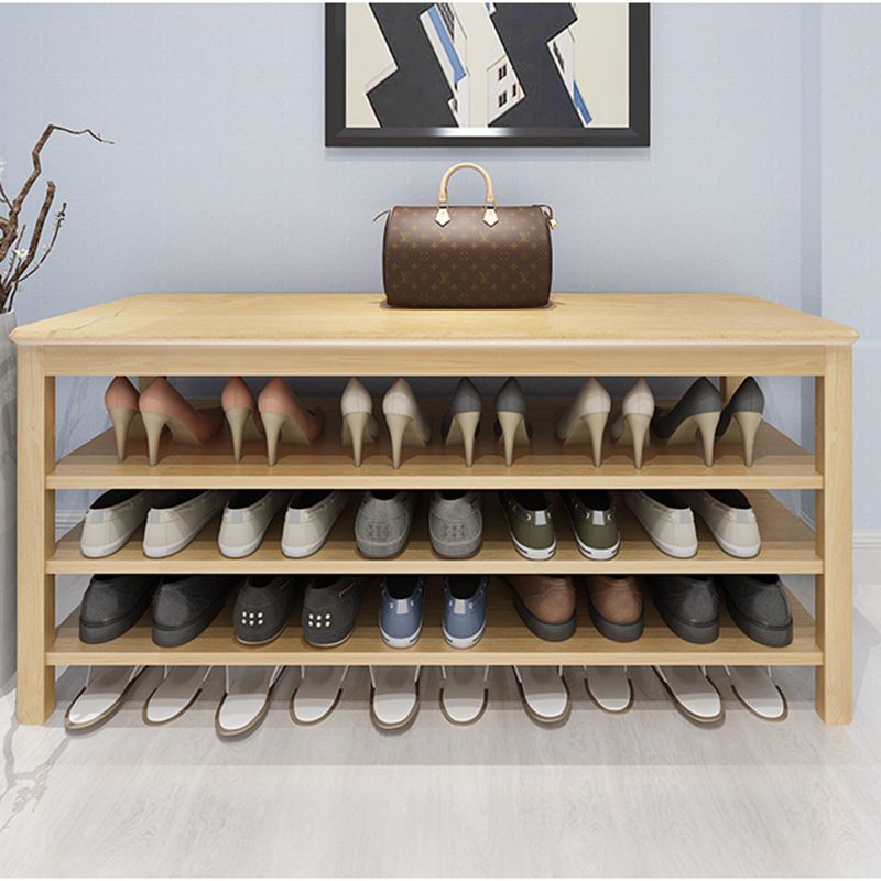 Contemporary Rubber Wood Bench Rectangle Seating Bench in Brown with Storage Clearhalo 'Benches' 'Chairs & Seating' 'furn' 'furn_benches' 'Furniture' 'Living Room Furniture' 1200x1200_812eff18-e972-4406-9d99-b0f970bc0e60