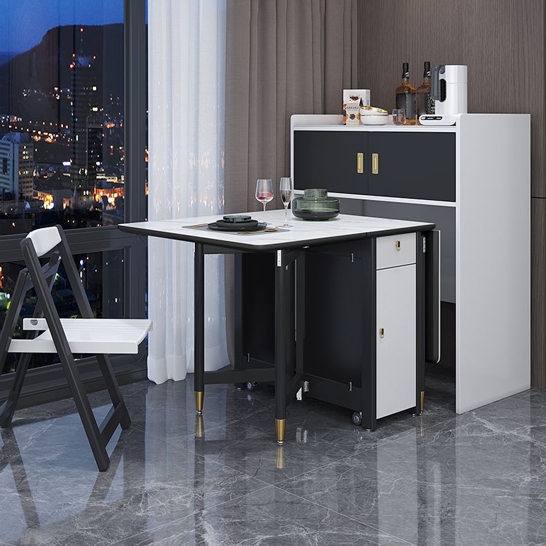 Solid Wood Contemporary Rectangular Table Glass Top Table with Drop Leaf Clearhalo 'Dining Tables & Seating' 'Dining Tables' 'dining_table' 'furn' 'furn_dining_table' 'Furniture' 'furniture_dining_table' 'Kitchen & Dining Furniture' 'kitchen' 'kitchen_dining_table' 1200x1200_8130e292-c01f-49f2-8087-f186005ebe83