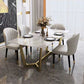 Glam Dinette Table Stone Rectangle Dining Room Table in White Clearhalo 'Dining Tables & Seating' 'Dining Tables' 'dining_table' 'furn' 'furn_dining_table' 'Furniture' 'Kitchen & Dining Furniture' 1200x1200_81331838-e276-464e-bc7e-190d318705cf