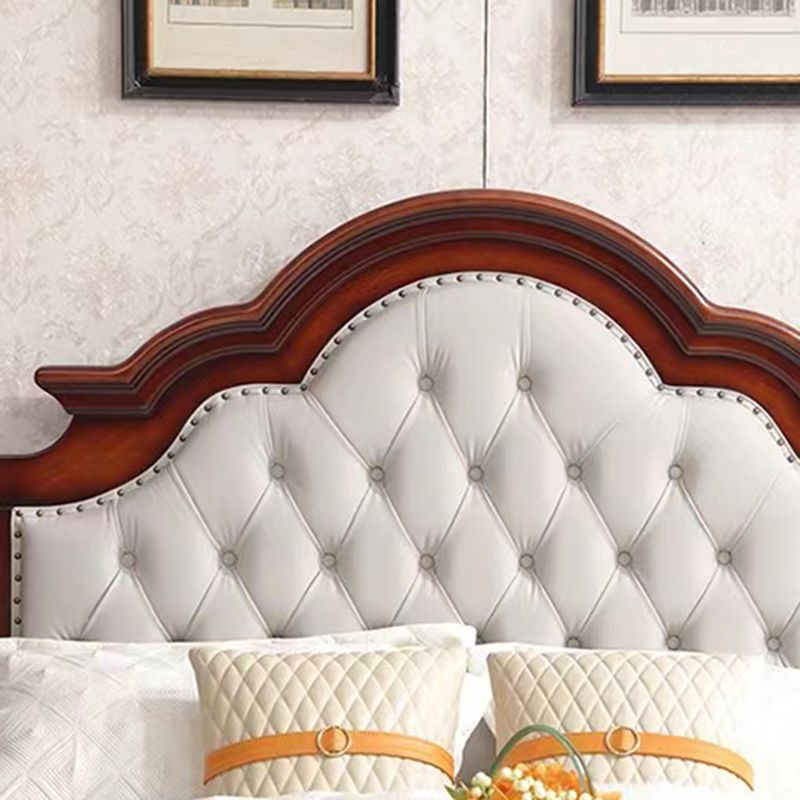 84.65 inch Wide Victorian Bed Frame Pine Wood Bed with Upholstered Headboard Clearhalo 'Bedroom Furniture' 'Beds' 'furn' 'furn_beds' 'Furniture' 1200x1200_813529c0-9dd3-46f0-a5e8-ee6fff176b97