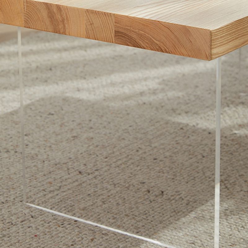 Scandinavian Rectangle Coffee Table with Solid Wood Top and 2 Acrylic Legs Clearhalo 'Coffee & Accent Tables' 'Coffee Tables' 'coffee_tables' 'furn' 'furn_coffee_tables' 'Furniture' 'Living Room Furniture' 1200x1200_81356f9e-5b70-4d3f-a2ac-ed5cbf30ef54