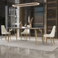 Luxury Sintered Stone Dining Table Rectangle White Table with Metal 4 Legs in Gold