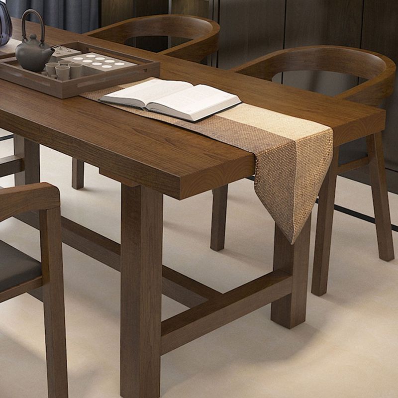 Traditional Rectangle 1/2/5 Pieces Dining Set Wood Trestle Dining Table with Ladder Chair Clearhalo 'Dining Room Sets' 'Dining Tables & Seating' 'dining_room_set' 'furn' 'furn_dining_room_set' 'Furniture' 'furniture_dining_room_set' 'Kitchen & Dining Furniture' 'kitchen&dining_furn' 'kitchen' 1200x1200_8136d07d-0454-4f8e-bf7a-75d5e316e5af