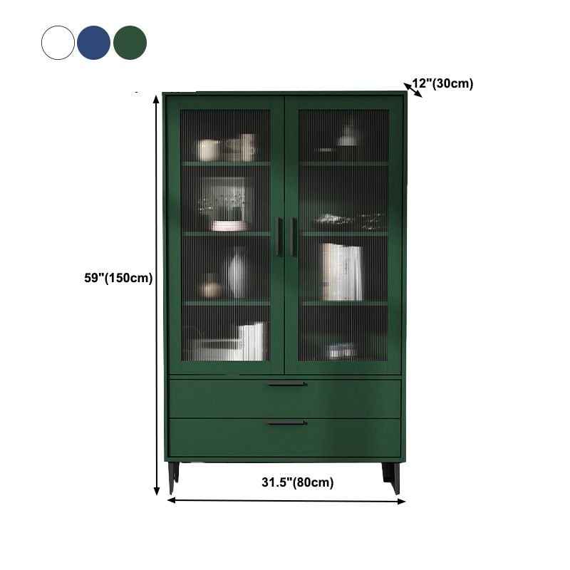 ガラスドアと4本の鋼の黒い脚を備えた木製のアクセントキャビネット