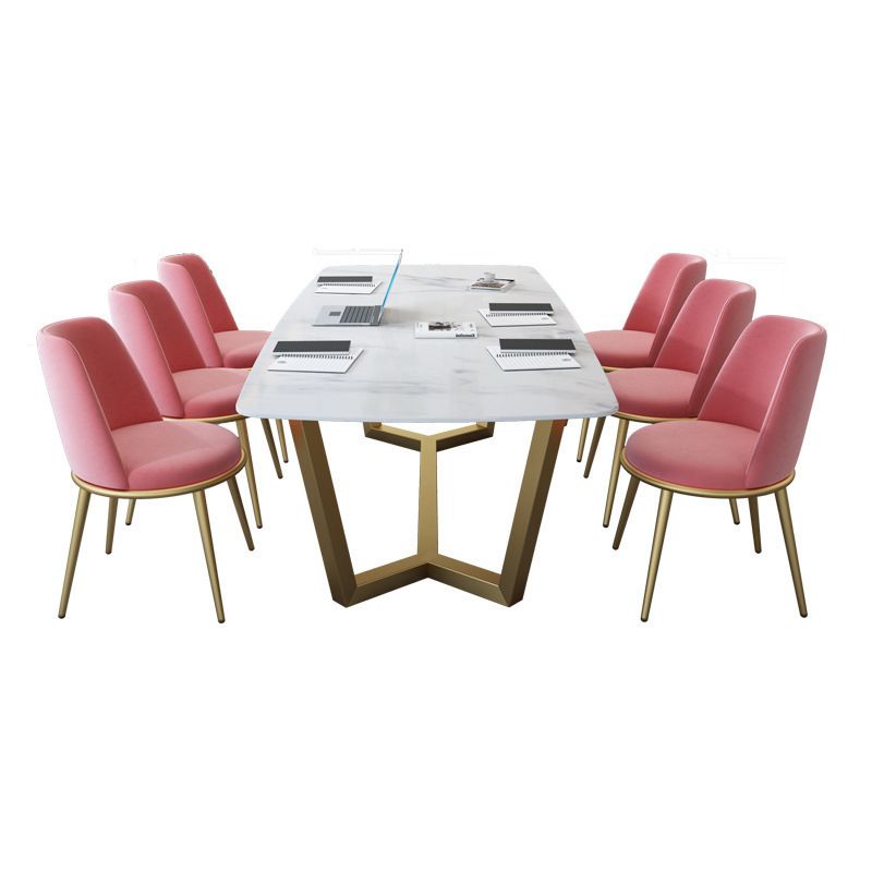Moderne 1/7-delige eetset rechthoekige stenen eettafel voor café-eetkamer