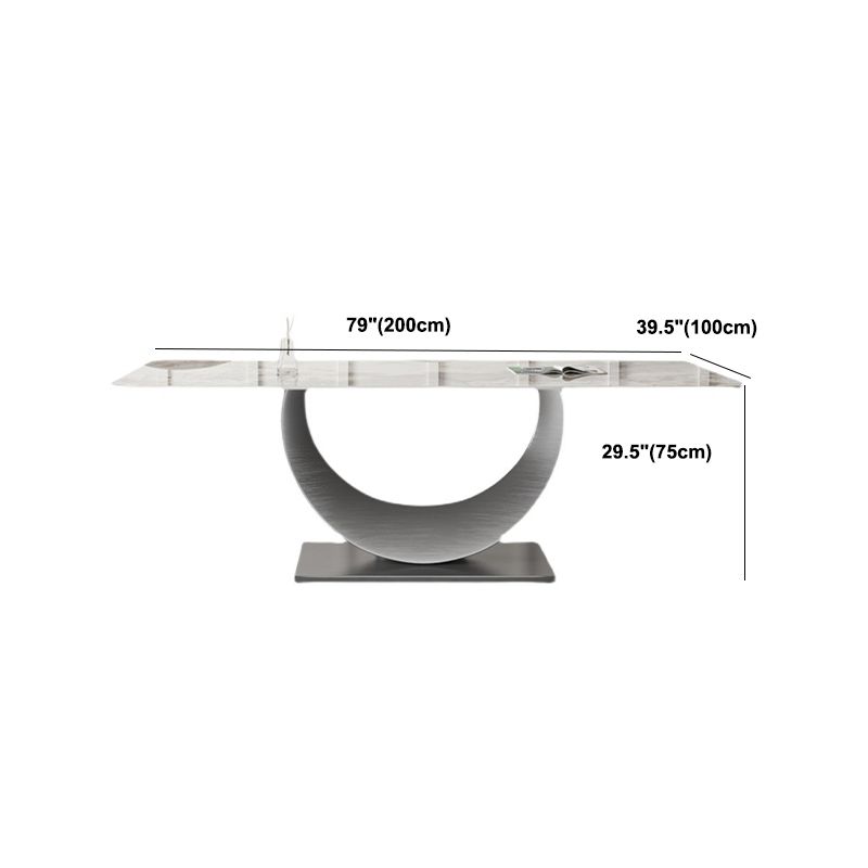 Rectangle Pedestal Table Traditional Luxury Dining Table Stainless Steel Base for Home