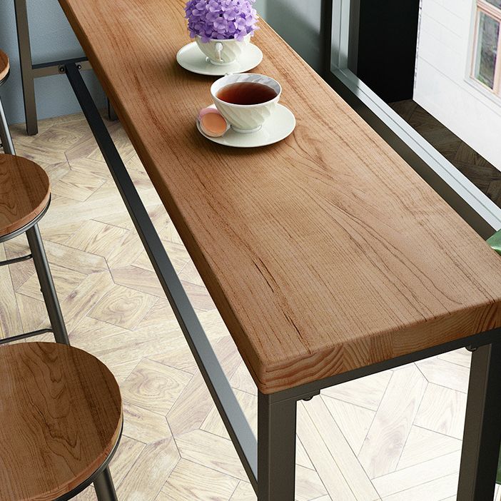 Pine Wood Bar Table Industrial Bar Table with Black Trestle Base Clearhalo 'Bar Furniture' 'Bar Tables' 'bar_tables' 'furn' 'furn_bar_tables' 'Furniture' 'furniture_bar_tables' 'Kitchen & Dining Furniture' 1200x1200_813abf18-4863-4123-85ce-3dde894dd826
