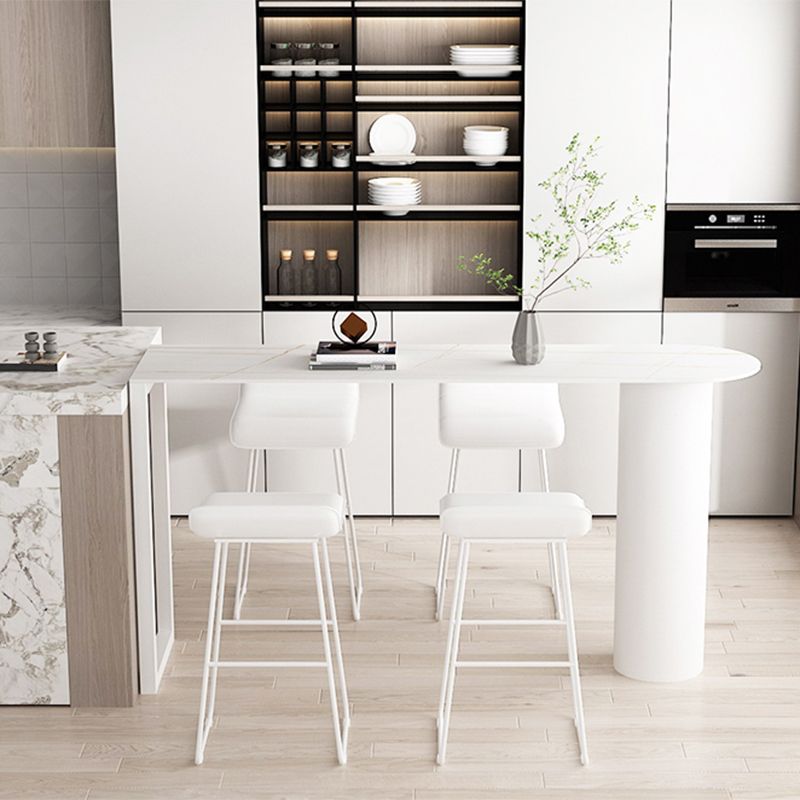 Contemporary Bar Dining Table Indoor Bar Table with Iron Base in White Clearhalo 'Bar Furniture' 'Bar Tables' 'bar_tables' 'Furniture' 'furniture_bar_tables' 'Kitchen & Dining Furniture' 'kitchen&dining_furn' 'kitchen' 1200x1200_813b180c-abb1-4561-9eec-08e3b6293879