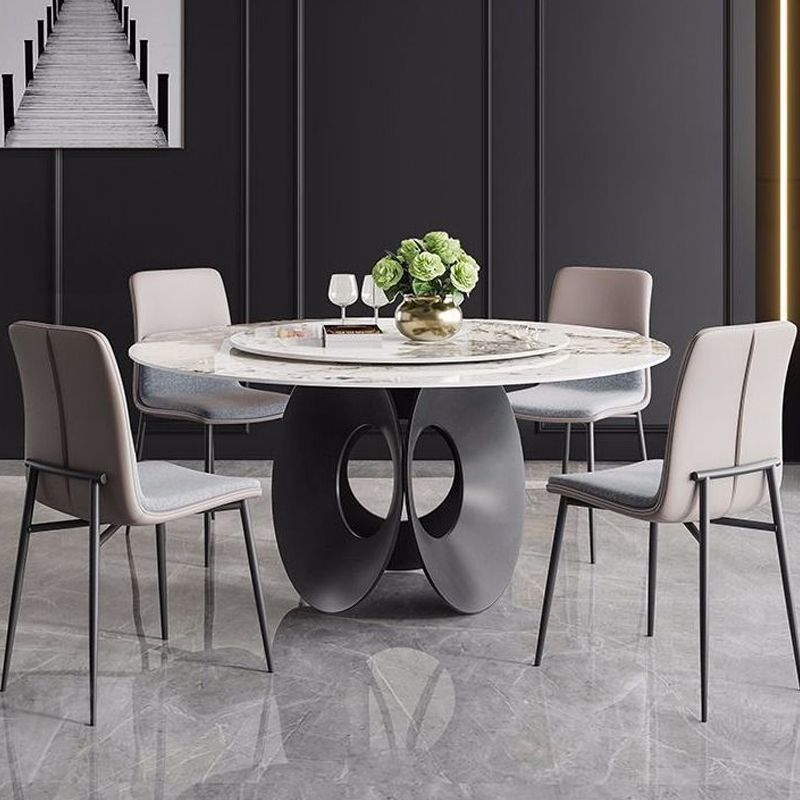 Contemporary Round Dining Table Steel Pedestal Base Table for Dining Room Clearhalo 'Dining Tables & Seating' 'Dining Tables' 'dining_table' 'furn' 'furn_dining_table' 'Furniture' 'Kitchen & Dining Furniture' 1200x1200_813b43fe-d9b8-45d5-91d4-6d5f9c976ba9