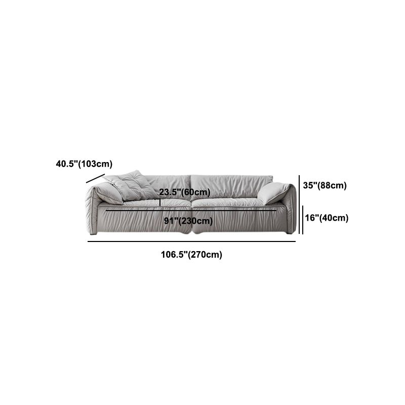 Sofá de sofá de brazo superior de almohada estándar contemporáneo con almohadas en gris