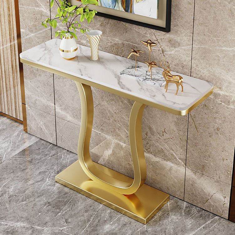 31.49" High Accent Console Table with Iron Frame Base Gold Accent Table