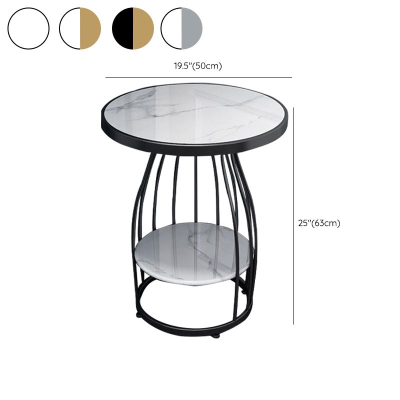 24.8 inch Tall Frame Metal Side Table with Shelf Glam Side End Table Clearhalo 'Coffee & Accent Tables' 'End & Side Tables' 'end_side_tables' 'furn' 'furn_end_side_tables' 'Furniture' 'Living Room Furniture' 1200x1200_813f3309-9201-43b3-9d1a-9f4260aab613
