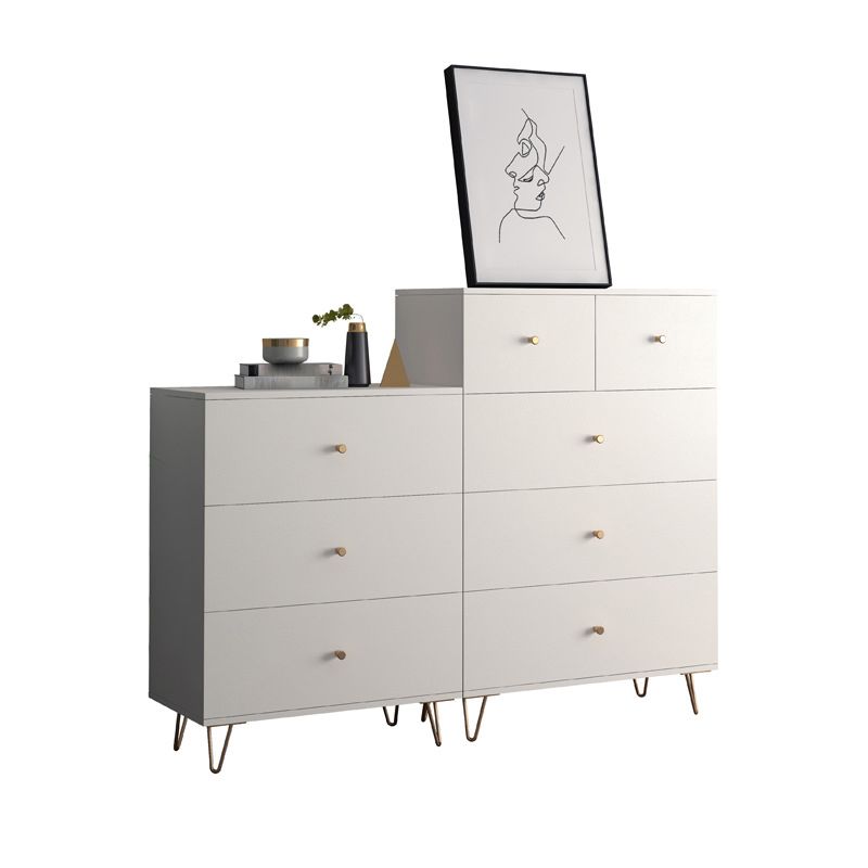White Contemporary Accent Chest Rectangle Accent Cabinet with Drawers, Scratch Resistant