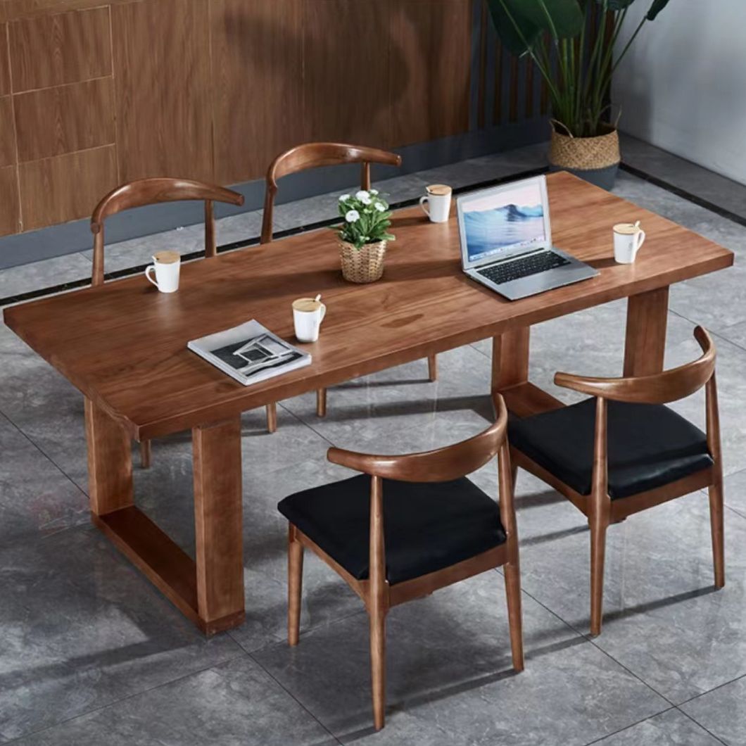 Tavolo da pranzo in legno massiccio tavolo rettangolo contemporaneo con base a slitta