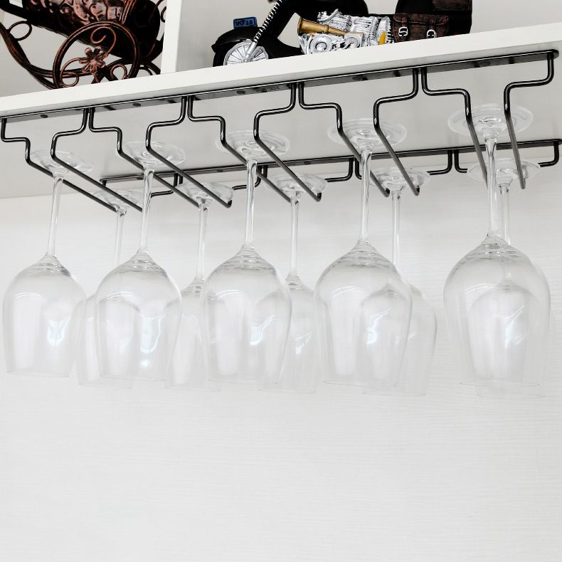 Contemporary Hanging Glass & Stemware Holder Stainless Steel Glass Rack in Black Clearhalo 'furn' 'furn_wine_racks' 'Furniture' 'Kitchen & Dining Furniture' 'Wine Racks' 'wine_racks' 1200x1200_8143de1a-727a-4442-acca-ea4a0e659bc4