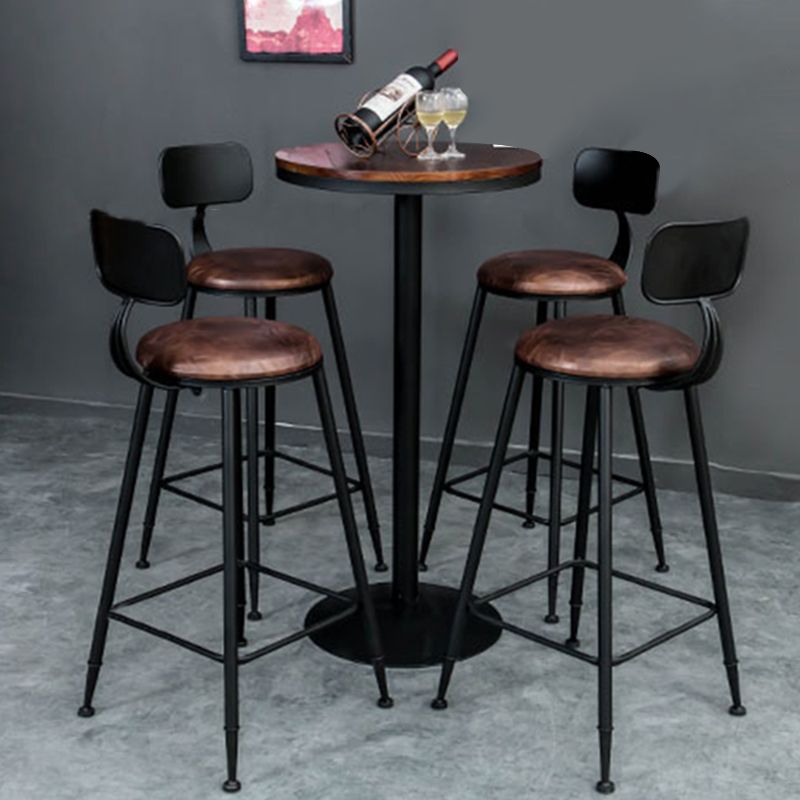 1/3/5 Pieces Round Wooden Bar Table Set Industrial Pub Table Set with Metal Stools