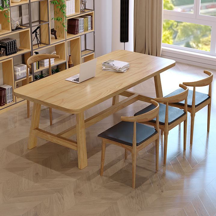 Modern Style Office Desk Solid Wood Trestle Writing Desk for Home Clearhalo 'furn' 'furn_office_desk' 'Furniture' 'Office Desks' 'Office Furniture' 'office_desk' 1200x1200_814a8cf3-81a1-4264-bb3c-5e0b4feaa0a0