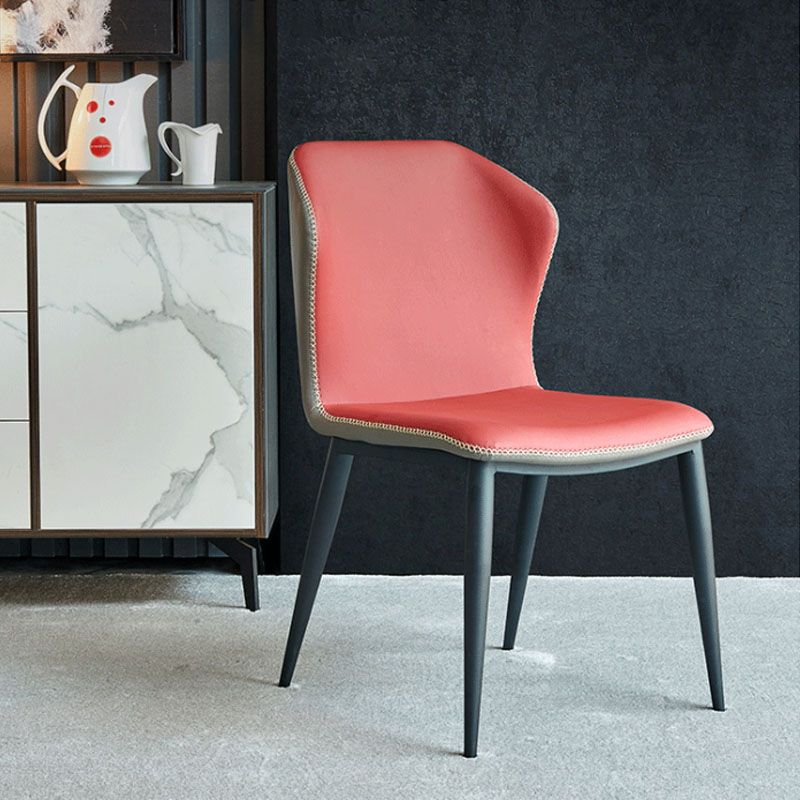 工業デザインウィングバックアームレスチェアフェイクレザーダイニングチェア