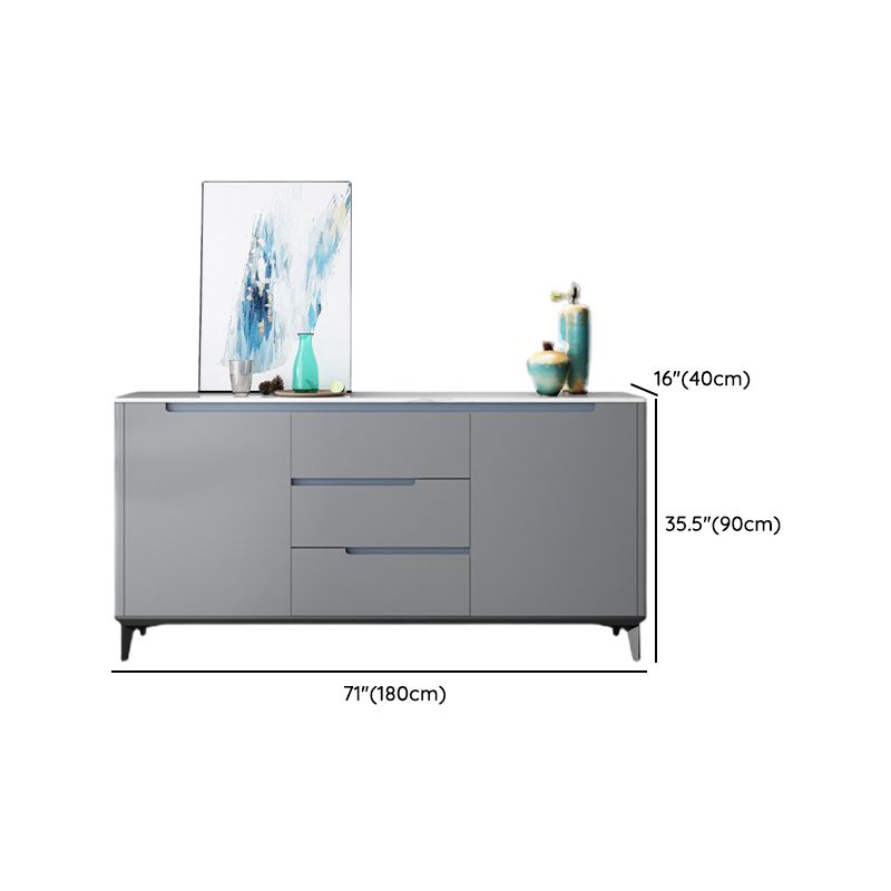 Modern Antique Finish Credenza 3 Drawer Sintered Stone Sideboard Cabinet Clearhalo 'buffet_sideboard' 'Buffets & Sideboards' 'furn' 'furn_buffet_sideboard' 'Furniture' 'Kitchen & Dining Furniture' 1200x1200_814ce7ae-9791-4f4c-bdf3-15f0ac0221d1