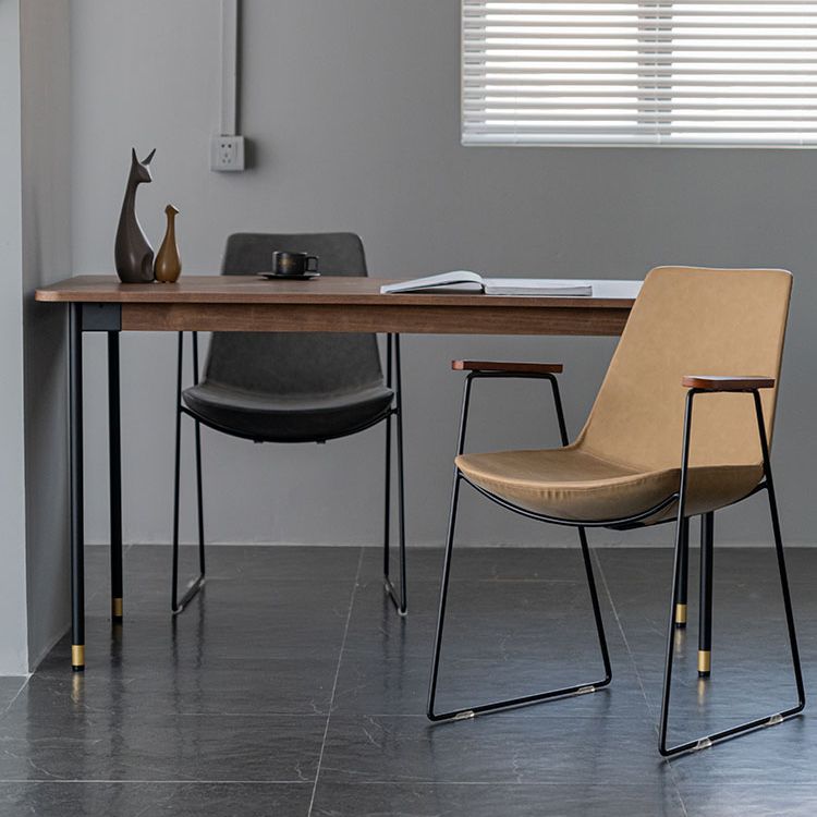 Scandinavian Design Solid Back Dining Side Chair Leather Dining Side Chair Clearhalo ' kitchen&dining_furn' 'Dining Chairs' 'Dining Tables & Seating' 'dining_chair' 'furn' 'furn_dining_chair' 'Furniture' 'furniture_dining_chair' 'Kitchen & Dining Furniture' 'kitchen' 1200x1200_814fa3ad-e245-4e33-8c0a-b7365bc9d3c1