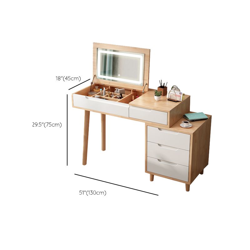 Tavolo da toeletta in legno di gomma moderno con sgabello da 1 mirror tavolo da vanità in legno