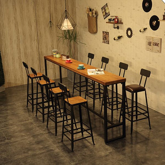 Brown Modern Style Rectangle Bar Table in Metal and Wood Table Cafe Bar Table Clearhalo 'Bar Furniture' 'Bar Tables' 'bar_tables' 'furn' 'furn_bar_tables' 'Furniture' 'furniture_bar_tables' 'Kitchen & Dining Furniture' 1200x1200_81525959-d4d5-4f32-b590-b2753fa361ff