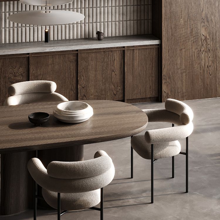 Nordic Style Upholstered Open Arm Dining Chair in Matte Finish Clearhalo 'Dining Chairs' 'Dining Tables & Seating' 'dining_chair' 'furn' 'furn_dining_chair' 'Furniture' 'Kitchen & Dining Furniture' 1200x1200_815394fc-d401-48f9-b613-cb992eed1c95