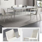 Ensemble de salle à manger moderne en pierre frittée, rectangulaire, 1/4/5/6/7 pièces, ensemble de Table de salle à manger en blanc
