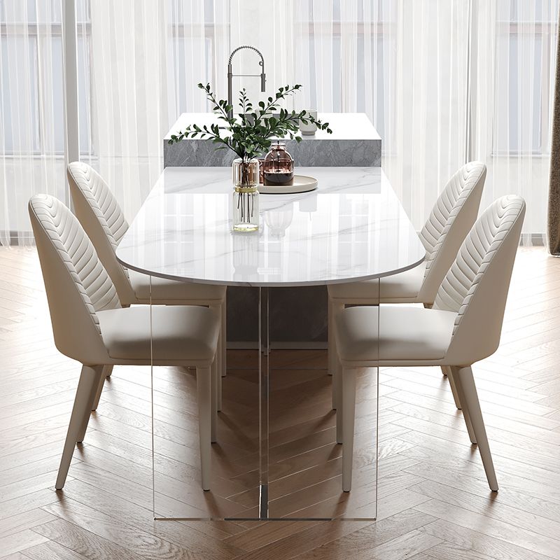 Steen eettafel Home Dinner meubels met acryl dubbel voetstuk voor een klein appartement