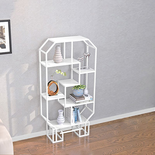 Industrial Open Back Bookshelf Etagere Metal Bookcase with Shelves