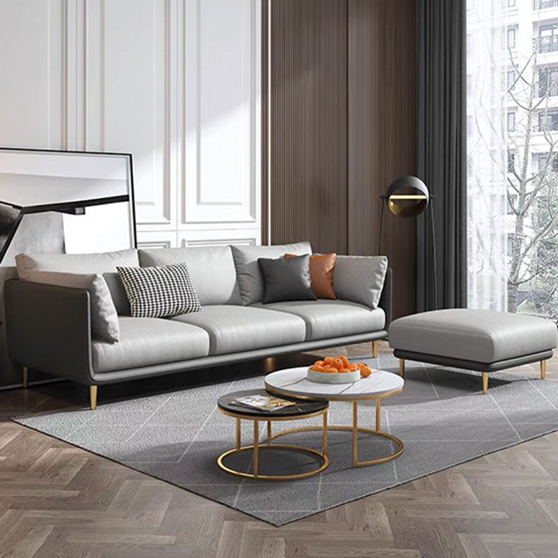 Faux Leather Stain-Resistant Pillowed Back Cushions Sectionals Sofa for Three People Clearhalo 'furn' 'furn_sectionals' 'Furniture' 'furniture_sectionals' 'Living Room Furniture' 'Sectionals' 1200x1200_815a34df-eee8-4b43-93ce-0d2e84418b66