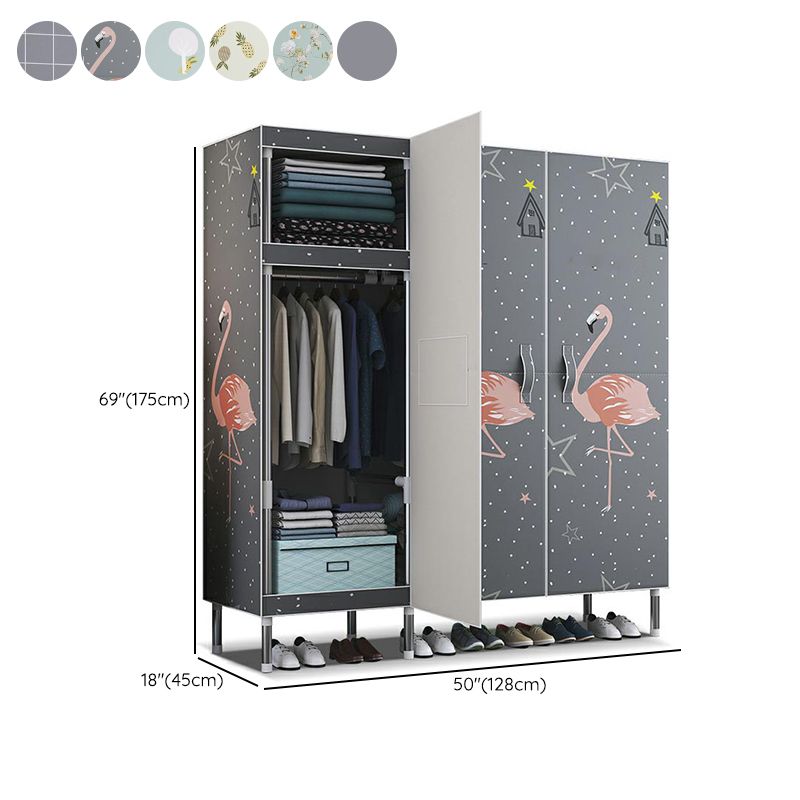 Cloth Cabinet Steel Pipe Wardrobe Cabinet, Modern 3-door Wardrobe Armoire Clearhalo 'Armoires & Wardrobes' 'armoires_wardrobes' 'Bedroom Furniture' 'furn' 'furn_armoires_wardrobes' 'Furniture' 1200x1200_815a64f9-7429-469a-ae4c-c21cc9f3fb9b