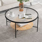 Glass Top 4 Legs Coffee Table Modern Round Cocktail Table in Black/Gold Clearhalo 'Coffee & Accent Tables' 'Coffee Tables' 'coffee_tables' 'furn' 'furn_coffee_tables' 'Furniture' 'Living Room Furniture' 1200x1200_815ab40b-0ab1-4635-95bb-769f41558aa9