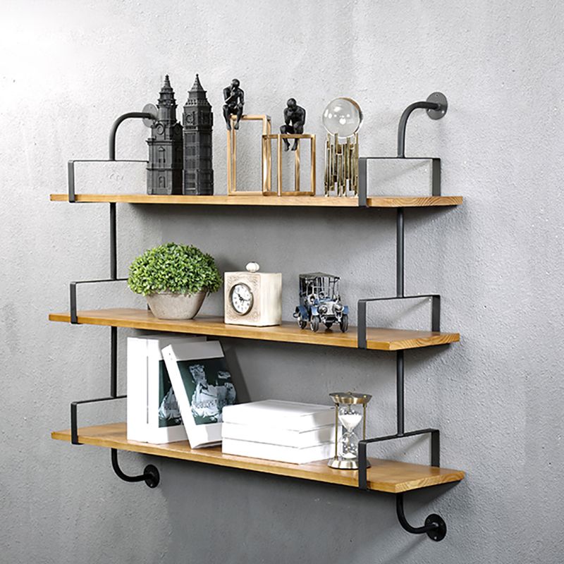 Metal and Wooden Shelf Bookcase Floating Open Wall Mounted Book Shelf for Study Room Clearhalo 'Bookcases' 'furn' 'furn_bookcases' 'Furniture' 'Office Furniture' 1200x1200_815b4c65-c415-4a64-bc36-12c316ce296b
