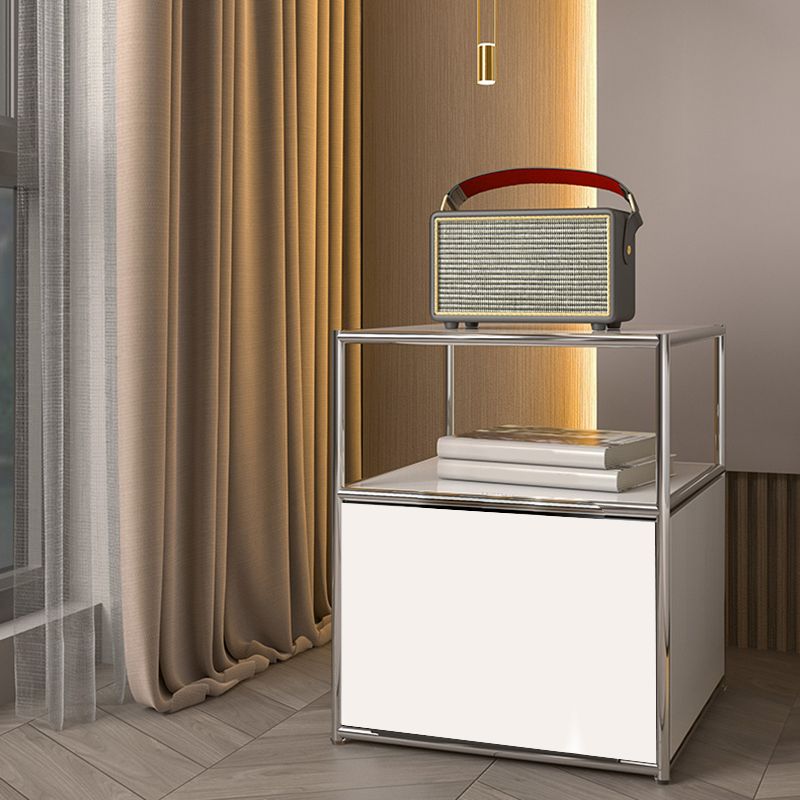 19.7" Tall Stainless Steel Side Table Rectangular End Table with Storage Clearhalo 'Coffee & Accent Tables' 'End & Side Tables' 'end_side_tables' 'furn' 'furn_end_side_tables' 'Furniture' 'Living Room Furniture' 1200x1200_815b600f-baa0-4fe0-bdd9-dbfc9d5604ab