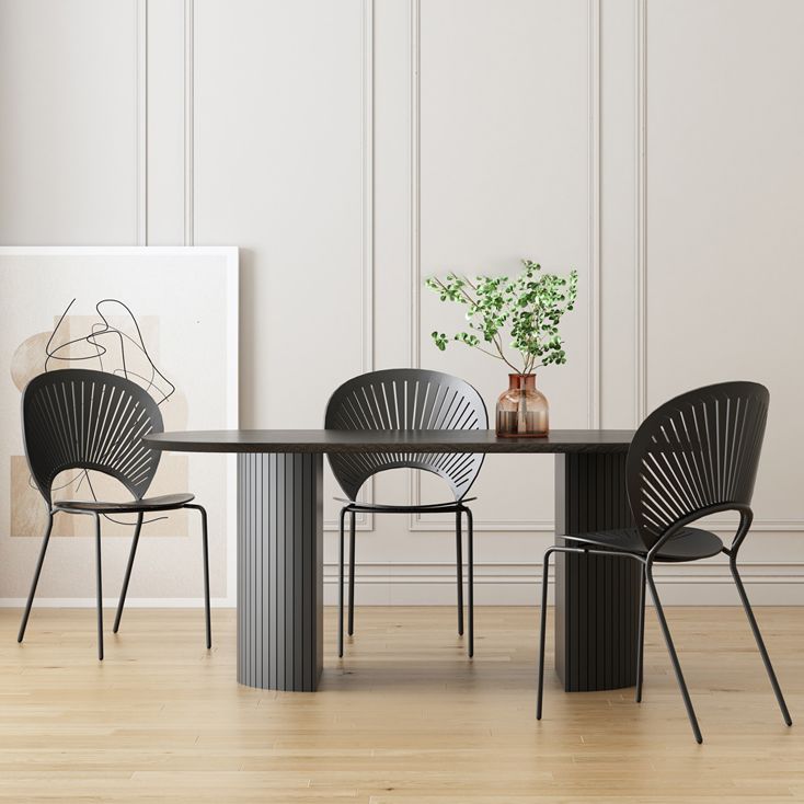 Oval Shape Modern Dining Table Two-Color Fixed Table with Double Pedestal Clearhalo ' dining_table' 'Dining Tables & Seating' 'Dining Tables' 'furn' 'furn_dining_table' 'Furniture' 'furniture_dining_table' 'Kitchen & Dining Furniture' 'kitchen&dining_furn' 'kitchen' 'kitchen_dining_table' 1200x1200_815cdc00-d7ed-4de2-8800-6c8c973ef2f4