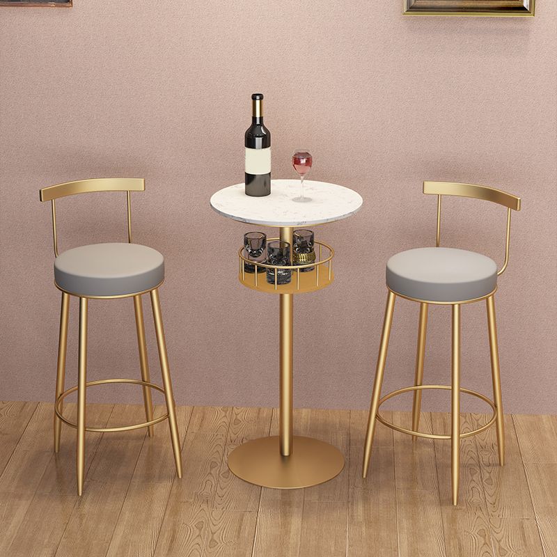 1/3 pièces Glam Iron Bar Table Set Rangement Bistro Ensemble de bistrot avec faux marbre Top