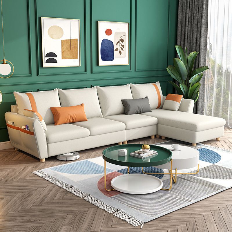 4-seater Sectional with Four Pillows Back and Storage for Apartment Clearhalo 'furn' 'furn_sectionals' 'Furniture' 'furniture_sectionals' 'Living Room Furniture' 'Sectionals' 1200x1200_815f925d-6cf5-42ae-bd21-850974008e88