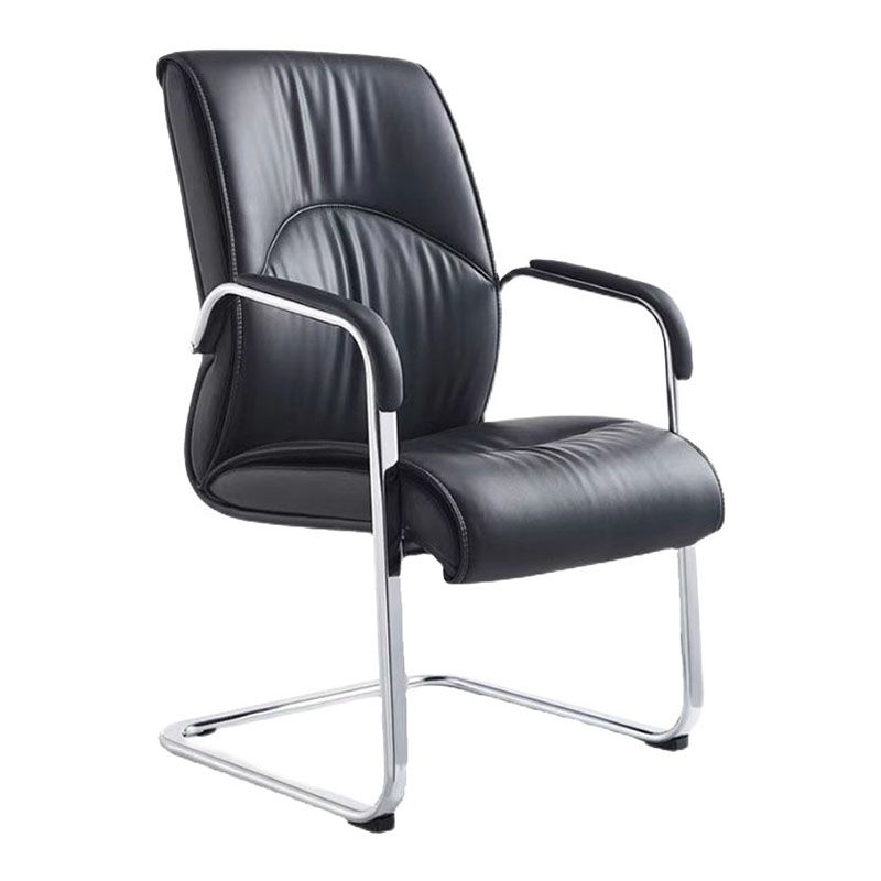 Modern Leather Management Conference Chair No Wheels Conference Chair Clearhalo 'furn' 'furn_office_chair' 'Furniture' 'Office Chairs' 'Office Furniture' 'office_chair' 1200x1200_815fb5a2-9b2c-4874-b213-032823e18805