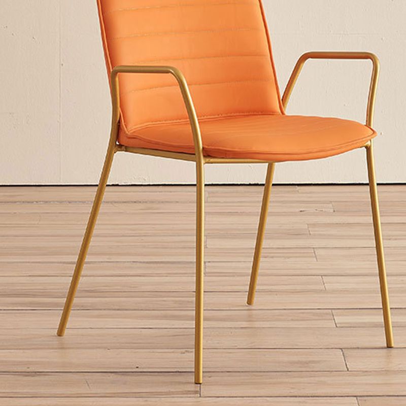 Glam Style Faux Leather Chair Arm Side Chairs with Metal Legs for Home Use Clearhalo 'Dining Chairs' 'Dining Tables & Seating' 'dining_chair' 'furn' 'furn_dining_chair' 'Furniture' 'Kitchen & Dining Furniture' 1200x1200_81609076-94cc-423e-b2dc-ee2c14f1ef42