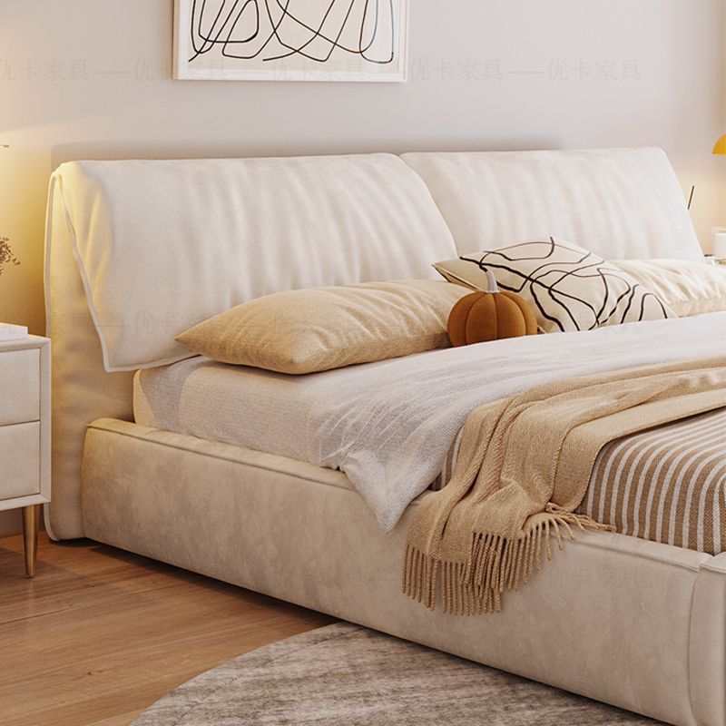 Testino imbottito in stile moderno imitazione bianca letto in pelle