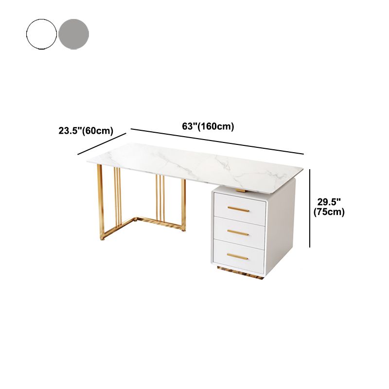 Glam Style Writing Desk Study Room Office Desk with 3-drawer Clearhalo 'Furniture' 'furniture_office_desk' 'Office Desks' 'Office Furniture' 'office_desk' 1200x1200_816197cb-09a0-4b7c-b421-e924158fd3eb