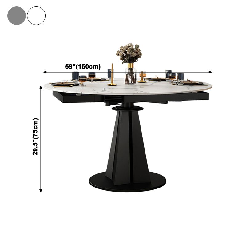 Simplicity Round Dining Table Marble Table with Black Pedestal Base Clearhalo ' dining_table' 'Dining Tables & Seating' 'Dining Tables' 'furn' 'furn_dining_table' 'Furniture' 'furniture_dining_table' 'Kitchen & Dining Furniture' 'kitchen&dining_furn' 'kitchen' 'kitchen_dining_table' 1200x1200_816215ec-cbf7-445d-ba57-52347f028c83