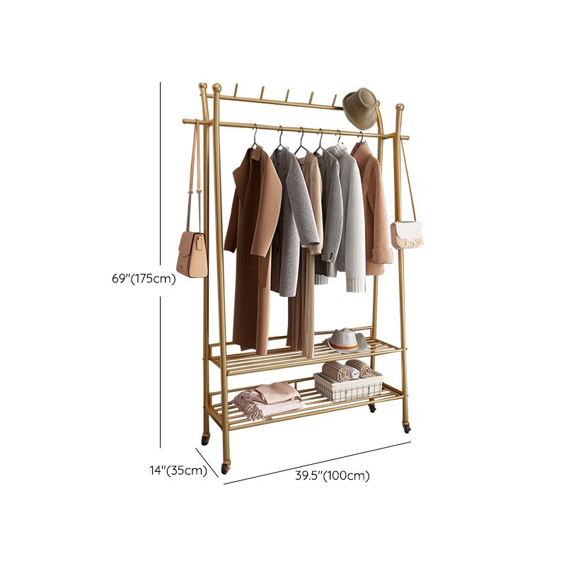 Modern Style Coat Rack Metallic Hooks Design Free Standing Coat Rack with Shelves Clearhalo 'Entry & Mudroom Furniture' 'furn' 'furn_hall_tree_coat_racks' 'Furniture' 'Hall Trees & Coat Racks' 'hall_tree_coat_racks' 1200x1200_816242a6-e13f-416c-9029-36029d106d55